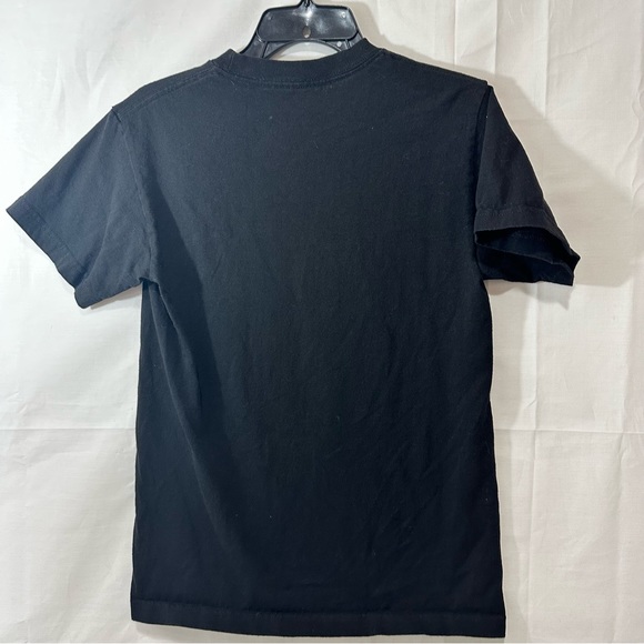 Blue Crown Mens Black&White Checkered Stripe Rose Graphic Short Sleeve TShirt S - Picture 3 of 4